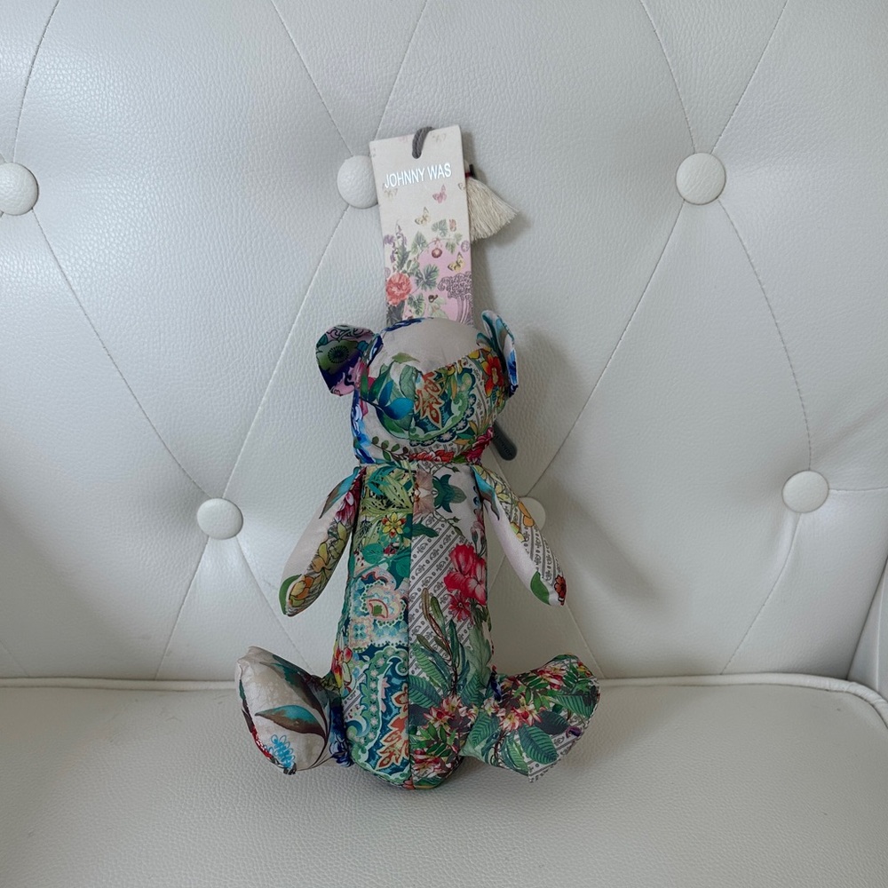 Johnny Was ☂️☔️Umbrella Multicolor Patchwork Stuffed Animal Teddy Bear Case NWT - Picture 4 of 12